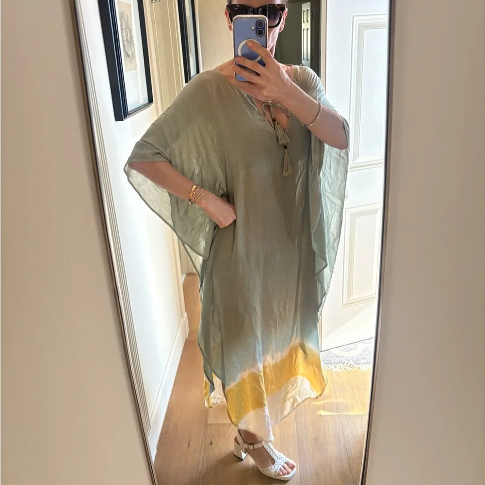 Indah Ombre Tassel Kaftan Maxi Dress Beach Cover Up Boho One Size